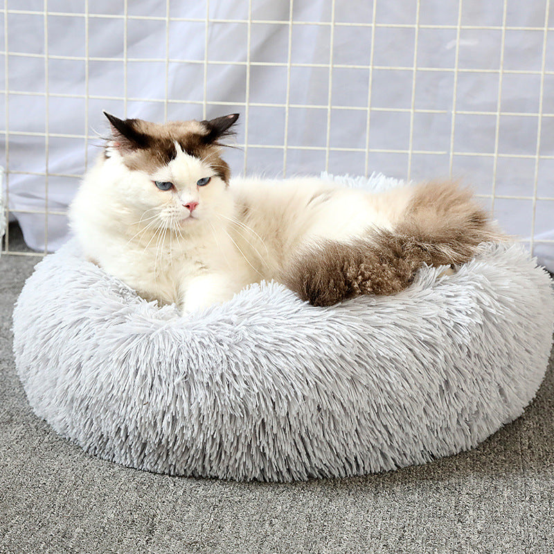 Donut-Shaped Plush Pet Bed