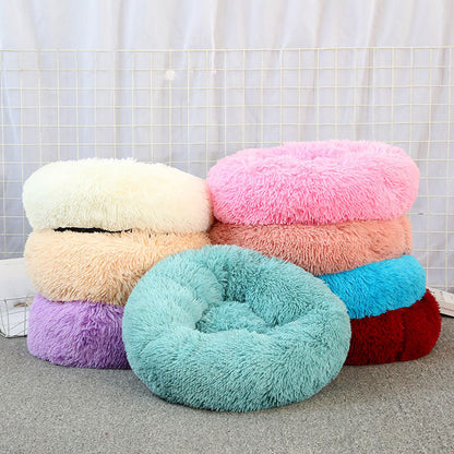 Donut-Shaped Plush Pet Bed